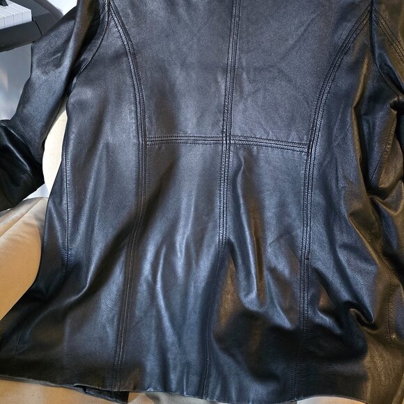 Danier black leather womens car coat - Picture 4 of 4